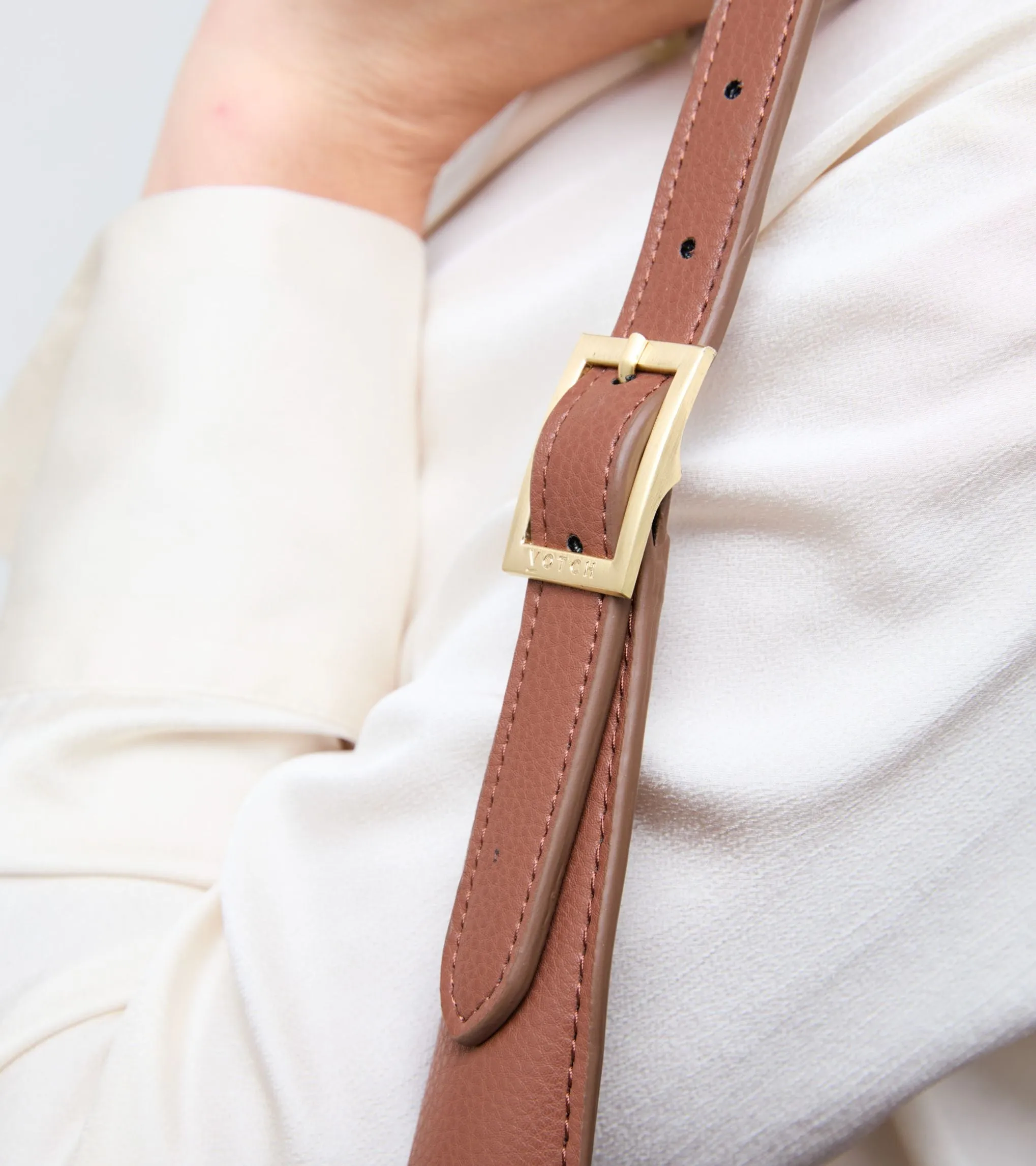 Nancy Vegan Bio-Based Bamboo Leather Elevated Tote Bag in brown