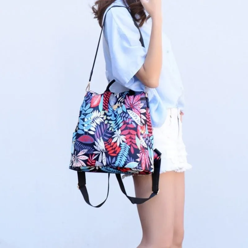 Nylon Flower Printing School Backpacks For Girls