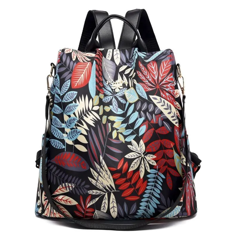 Nylon Flower Printing School Backpacks For Girls