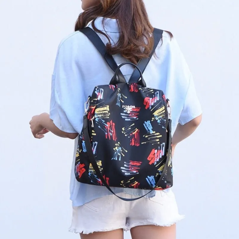 Nylon Flower Printing School Backpacks For Girls