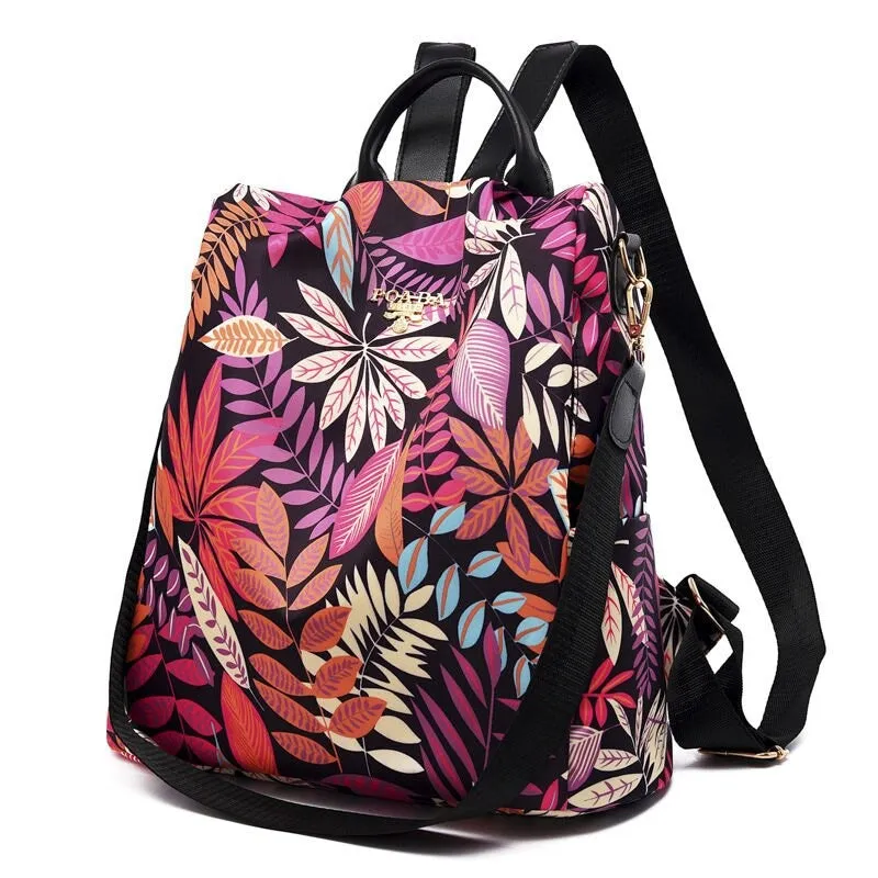 Nylon Flower Printing School Backpacks For Girls