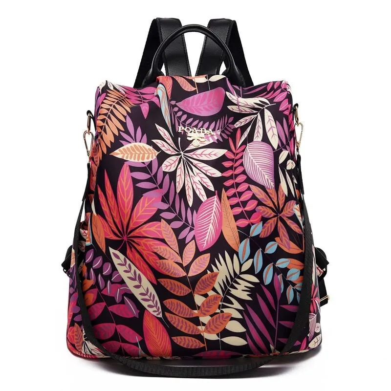 Nylon Flower Printing School Backpacks For Girls