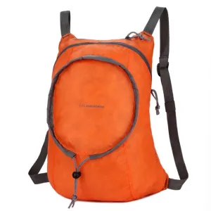 Nylon Waterproof Collapsible Backpack Women Men Travel Portable Comfort Lightweight Storage Folding Bag(Orange)