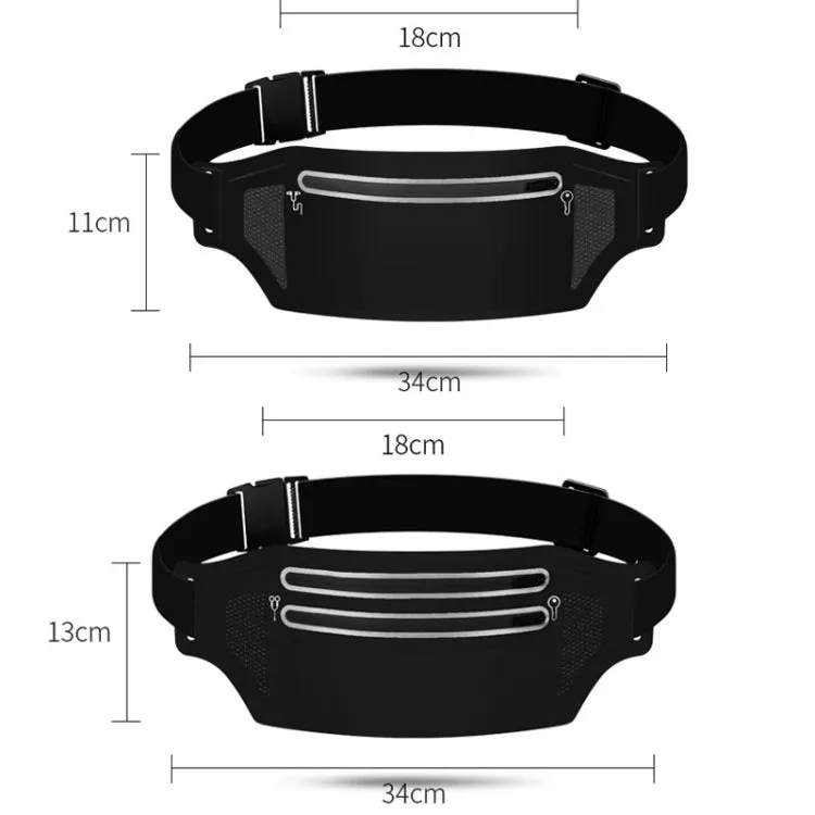 Outdoor Running Cell Phone Waist Pack Men And Women Waterproof Sports Gear, Style: Dual Zipper Hemp Black