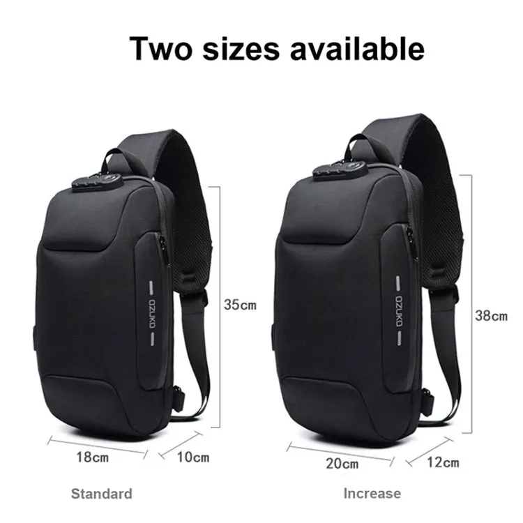 OZUKO 9223 Anti-theft Men Chest Bag Waterproof Crossbody Bag with External USB Charging Port, Style:Large Size(Black)