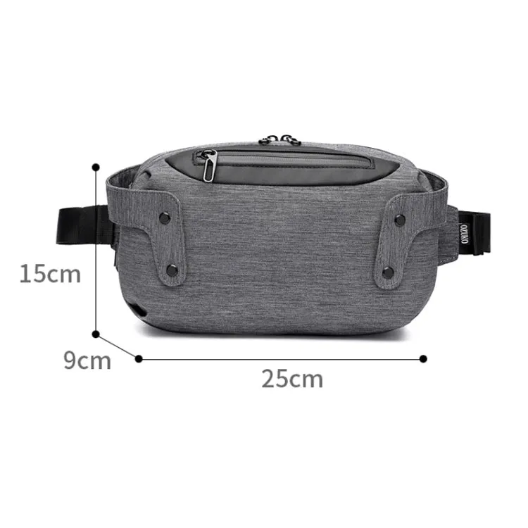 Ozuko 9360 Outdoor Waterproof Men Sports Waist Bag Messenger Bag with External USB Charging Port(Dark Blue)