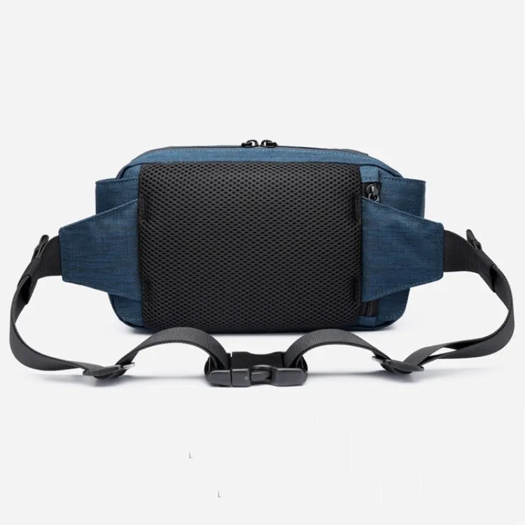 Ozuko 9360 Outdoor Waterproof Men Sports Waist Bag Messenger Bag with External USB Charging Port(Dark Blue)