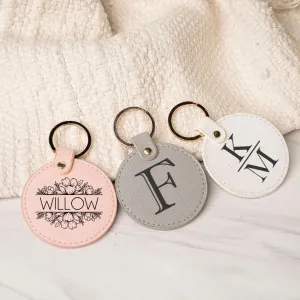 Personalized Circle Leather Bag Tags