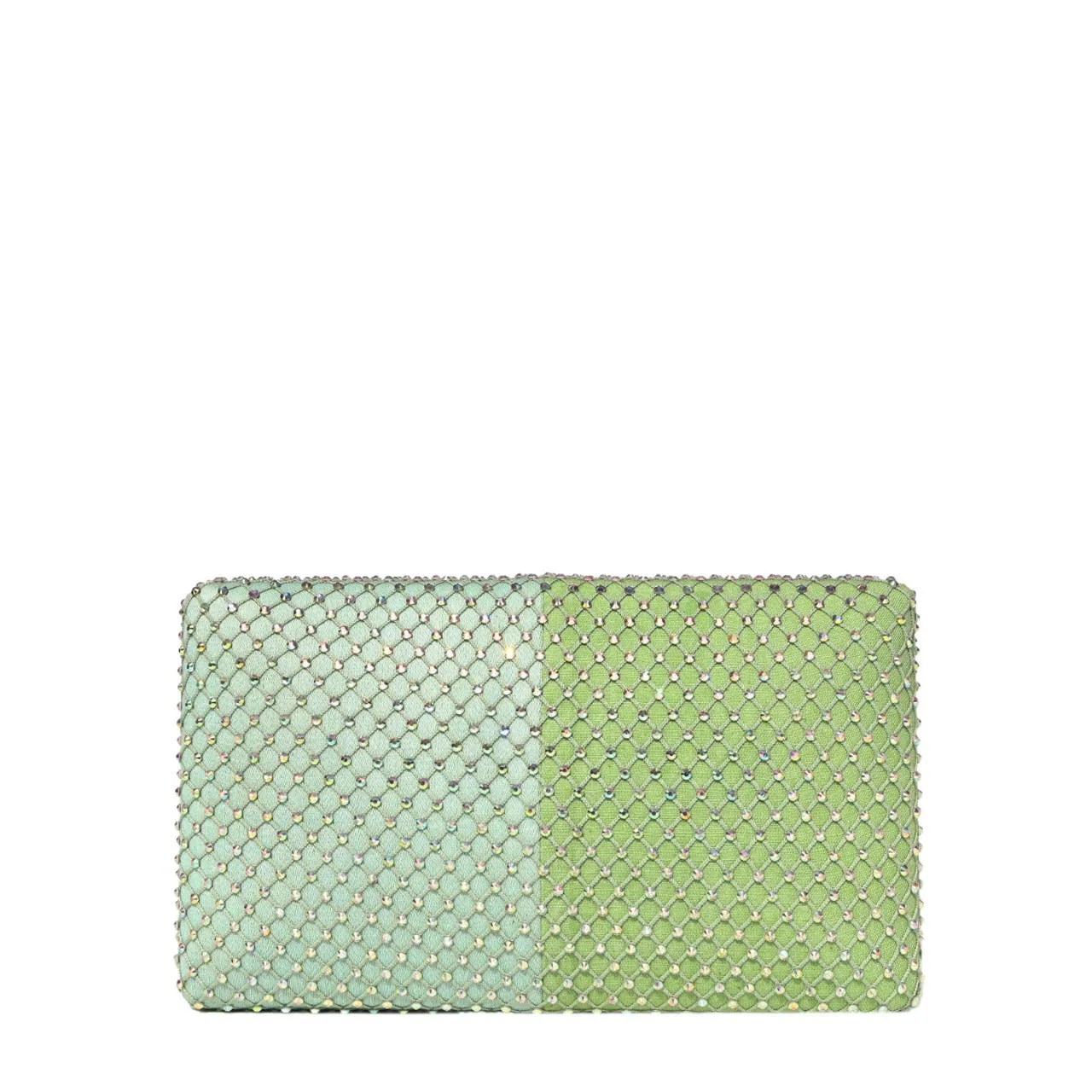 Pistachio Fishnet Crystal Clutch