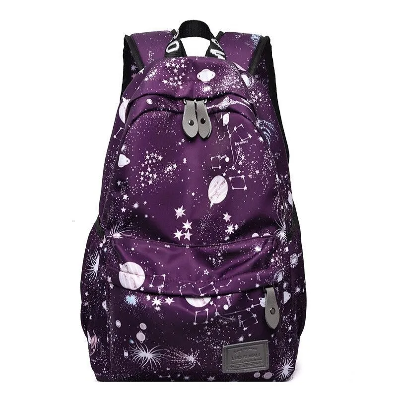 Planet Printing Waterproof Travel Backpack For Women