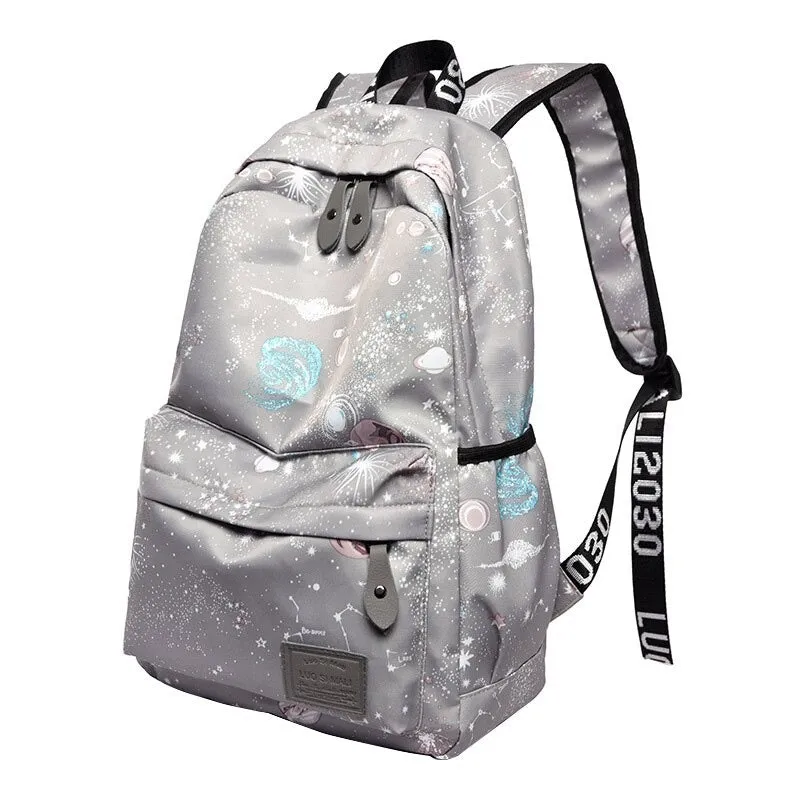 Planet Printing Waterproof Travel Backpack For Women