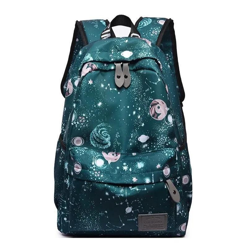 Planet Printing Waterproof Travel Backpack For Women