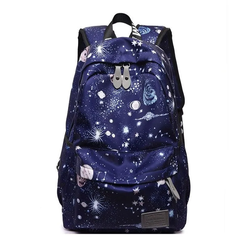 Planet Printing Waterproof Travel Backpack For Women