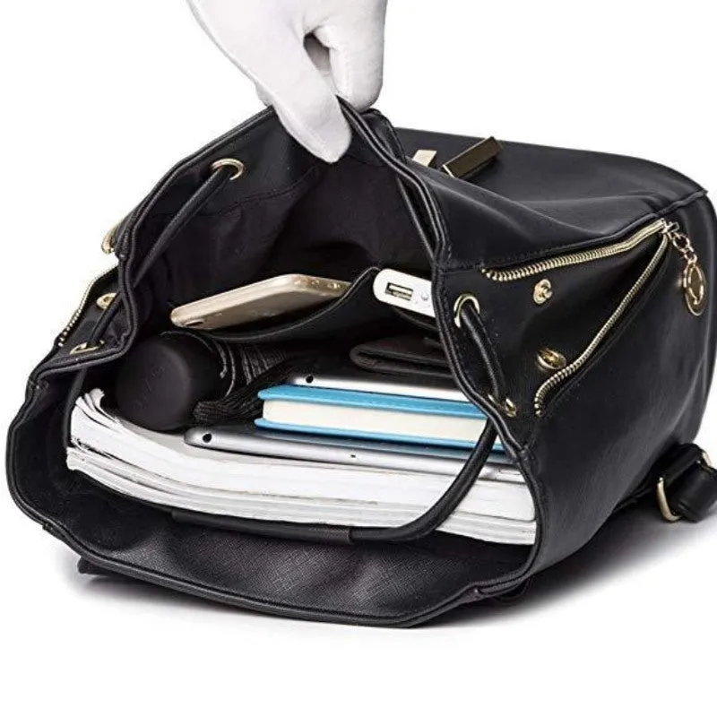 PU Leather Women Business Laptop Backpack