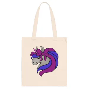 Purple Blue Unicorn Head Tote Bag