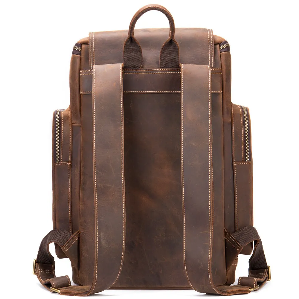 RetroLux Leather Laptop Backpack