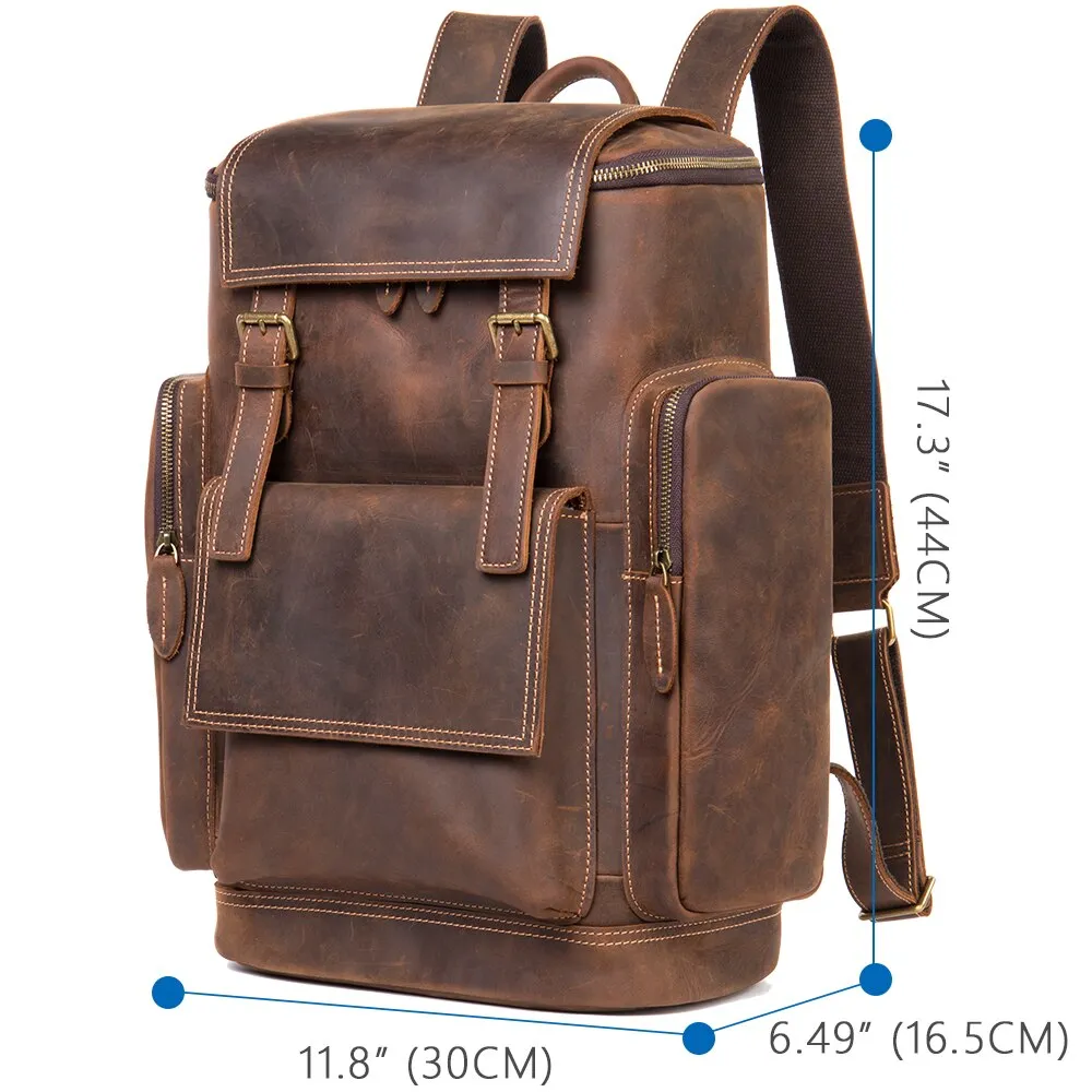 RetroLux Leather Laptop Backpack