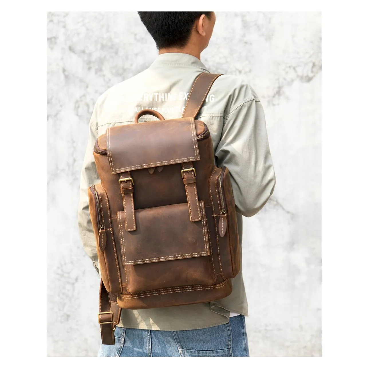 RetroLux Leather Laptop Backpack