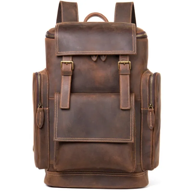 RetroLux Leather Laptop Backpack