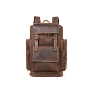 RetroLux Leather Laptop Backpack