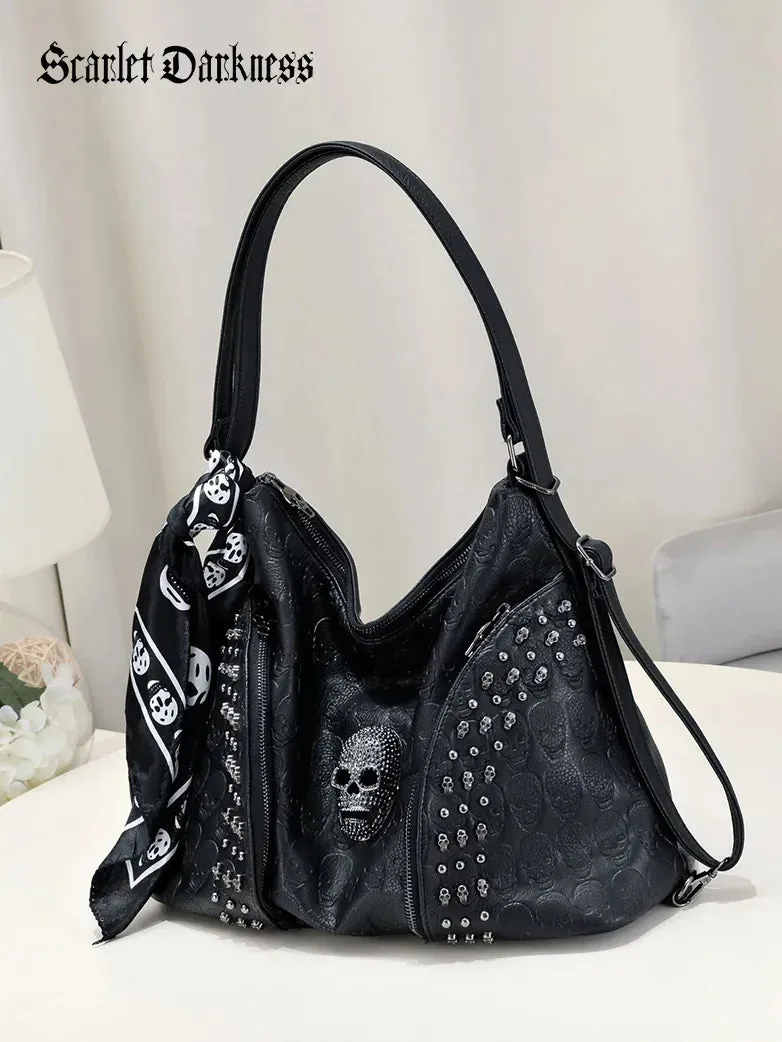 Scarlet Darkness Women Gothic Punk Skull Tote Bag