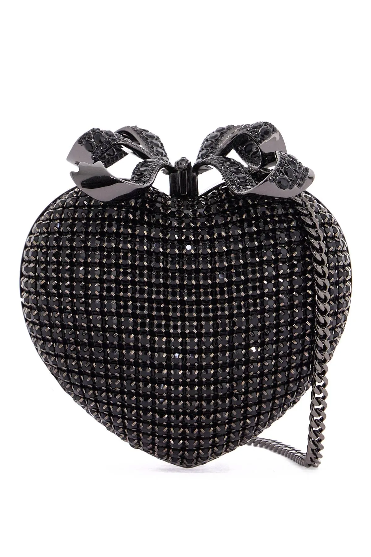 Self Portrait crystal heart clutch pur