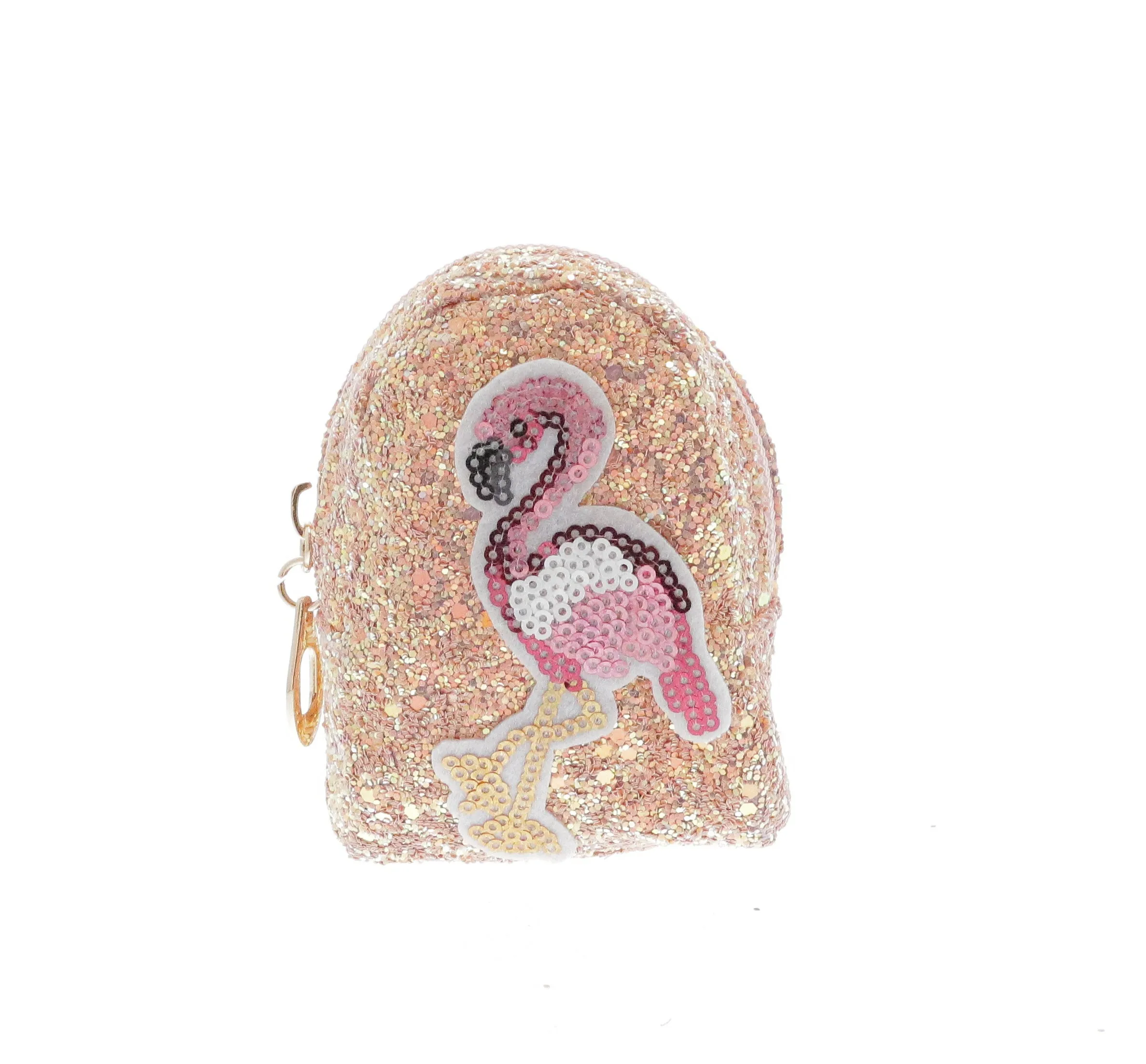 Sequin Flamingo Coin Bag Key Chain