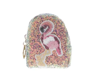 Sequin Flamingo Coin Bag Key Chain