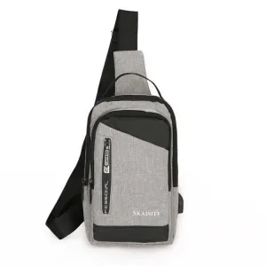 SKAISITE Men Outdoor Crossbody Bag Sports Leisure Large-Capacity Chest Bag(1-Gray)