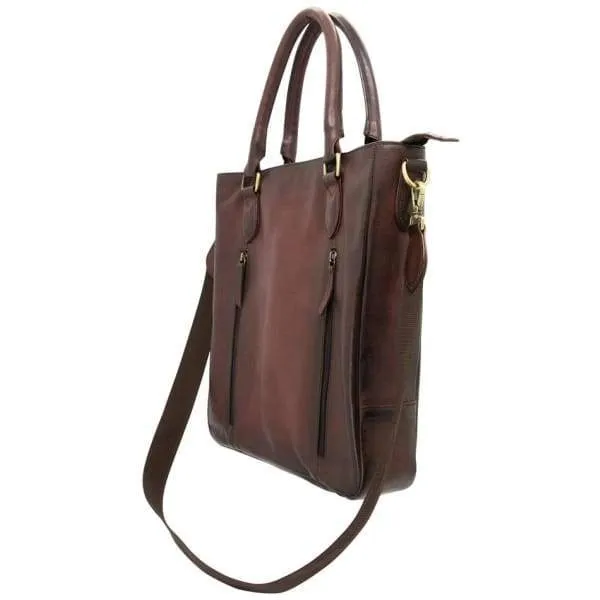 Smith & Wesson Leather Flat Tote Vertical Work Bag