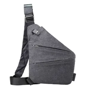 Sports Casual Men Crossbody Bag Large Capacity Multi-Pocket Single Shoulder Bag, Style: Left Shoulder Nylon (Gray)