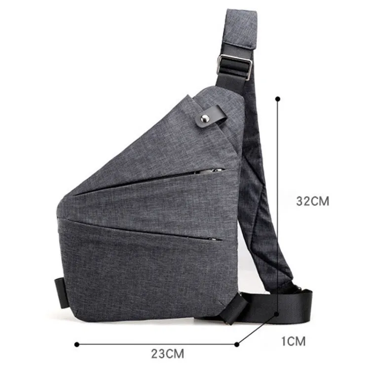 Sports Casual Men Crossbody Bag Large Capacity Multi-Pocket Single Shoulder Bag, Style: Left Shoulder Nylon (Gray)