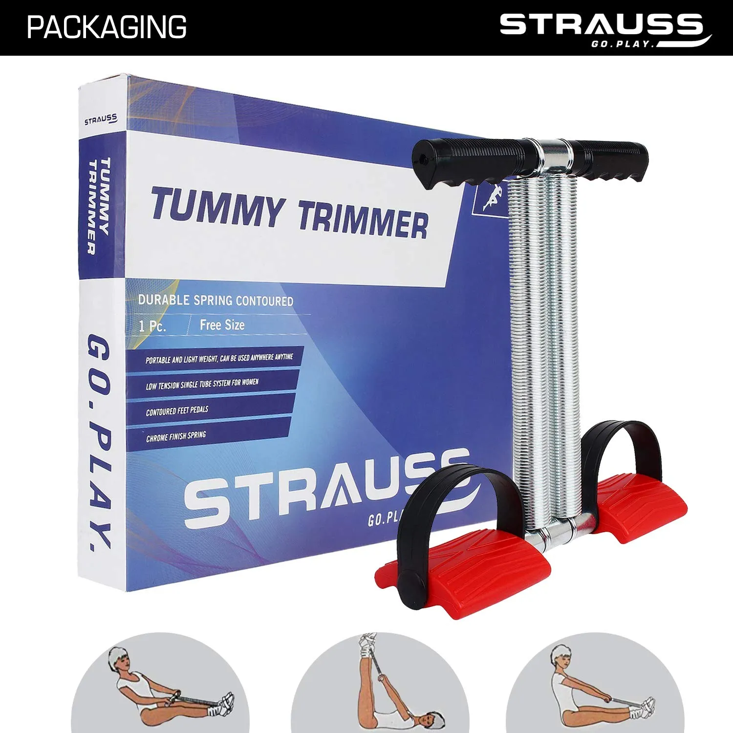 Strauss Tummy Trimmer Pro | Stomach Exercise Machine for Women and Men | Ideal for Exercise in Gym, Home for Abdominal Workout, Belly Exercise | Waist Trimmer for Abs Workout | Ab Exercise Equipement