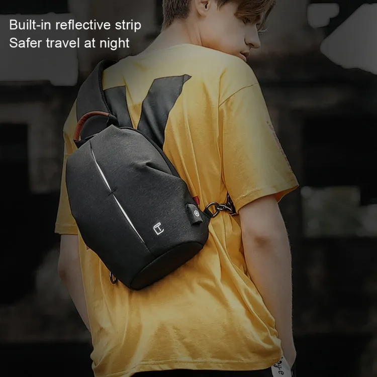 TANGCOOL TC-905 Men Chest Bag Waterproof Messengers Bag Casual USB Shoulder Bag(Black)