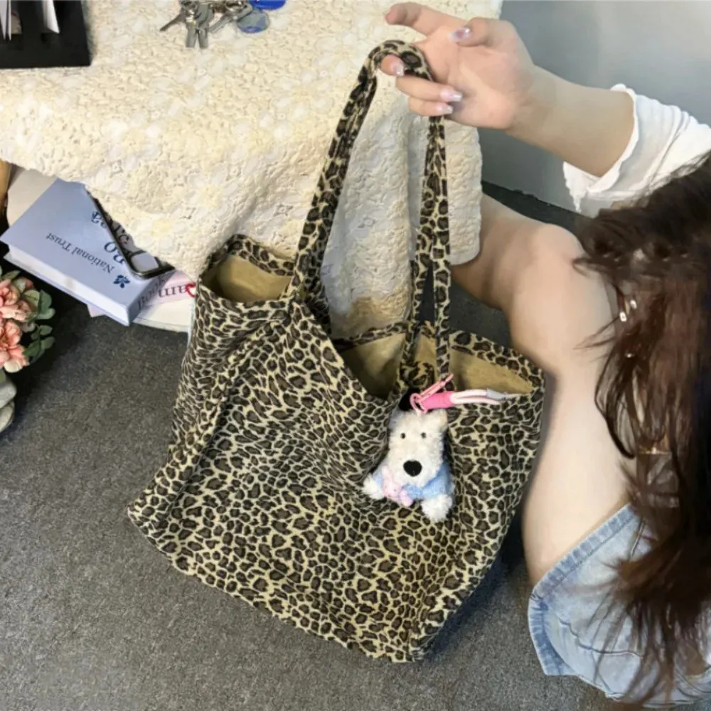 TAVIMART  -  Casual Student Preppy Style New Practical Shoulder Bag Korea Large Capacity Leopard All-match Women Totes Commuter Canvas Bags