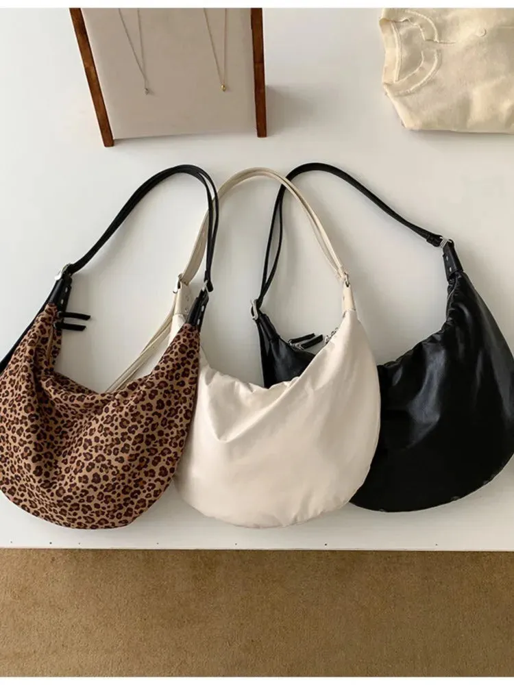 TAVIMART  -  Korean PU Leather Shoulder Bags For Women New Autumn Winter Simple Casual Dumpling Bag Fashion Trend Leopard Print Handbags