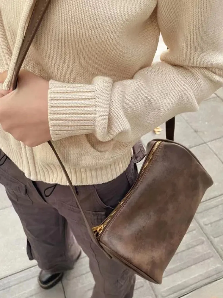 TAVIMART  -  Vintage Women Brown Shoulder Bag New High Quality Soft PU Crossbody Bags Female Fashion Simple Handbags Chic