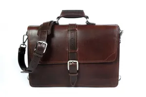 The Cesena Classic Vachetta Leather Briefcase - Walnut Brown