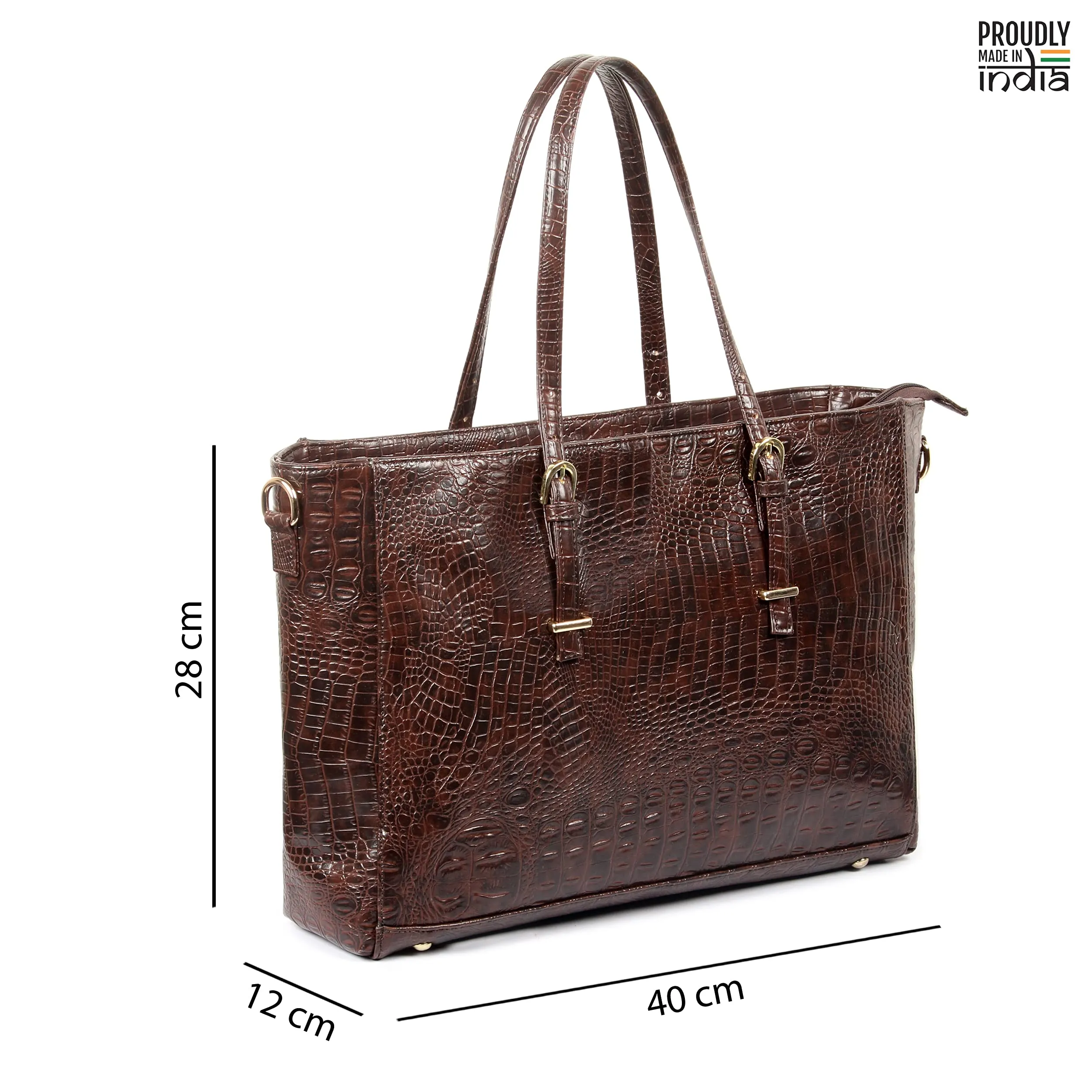 THE CLOWNFISH Belleza Handbag for Women Office Bag upto 15.6 inch Laptop Bag Tote Bag Ladies Shoulder Bag For Women (Rust Brown)