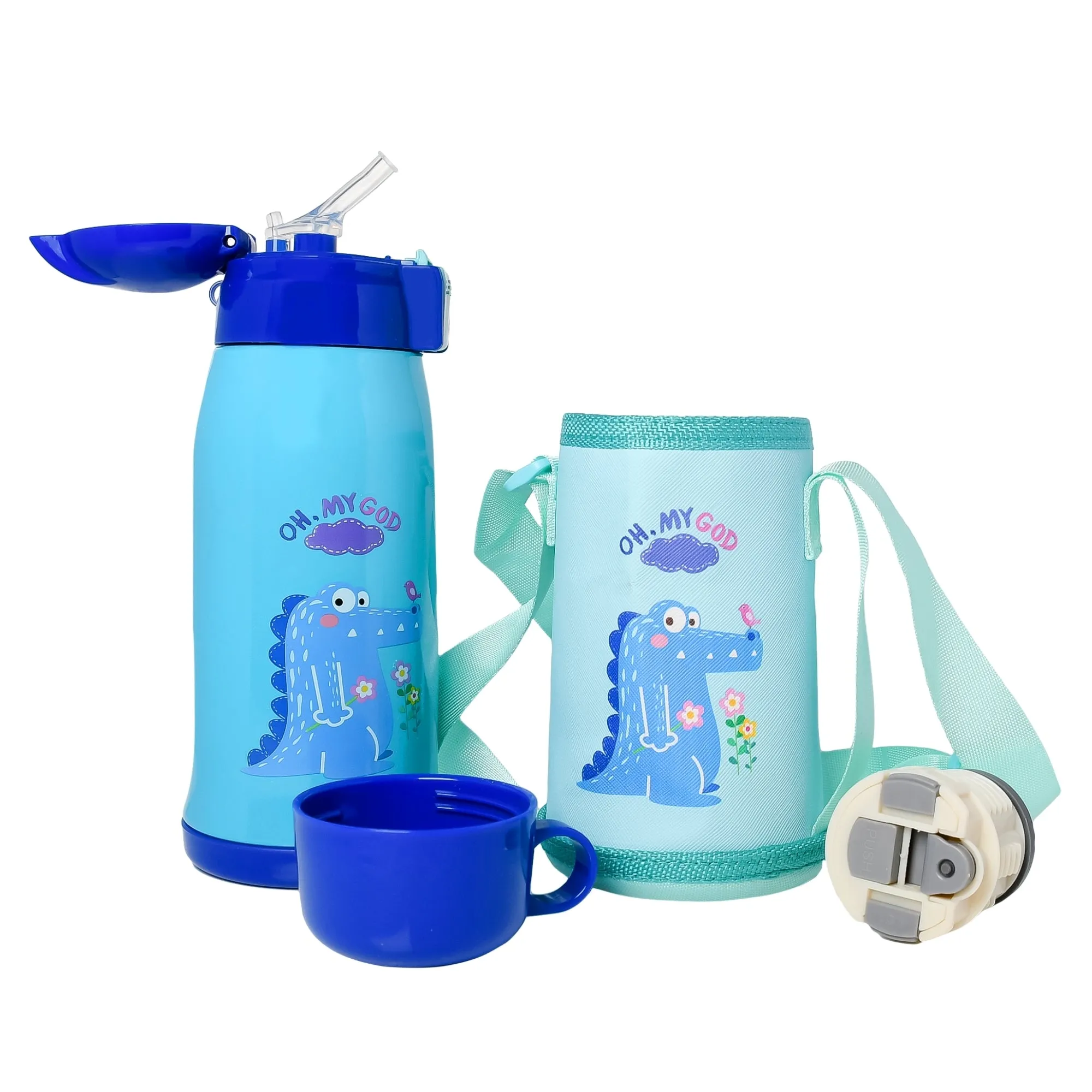 THE LITTLE LOOKERS Stainless Steel Insulated Sipper Bottle with Pop up Straw & Cover for Kids (550ml)