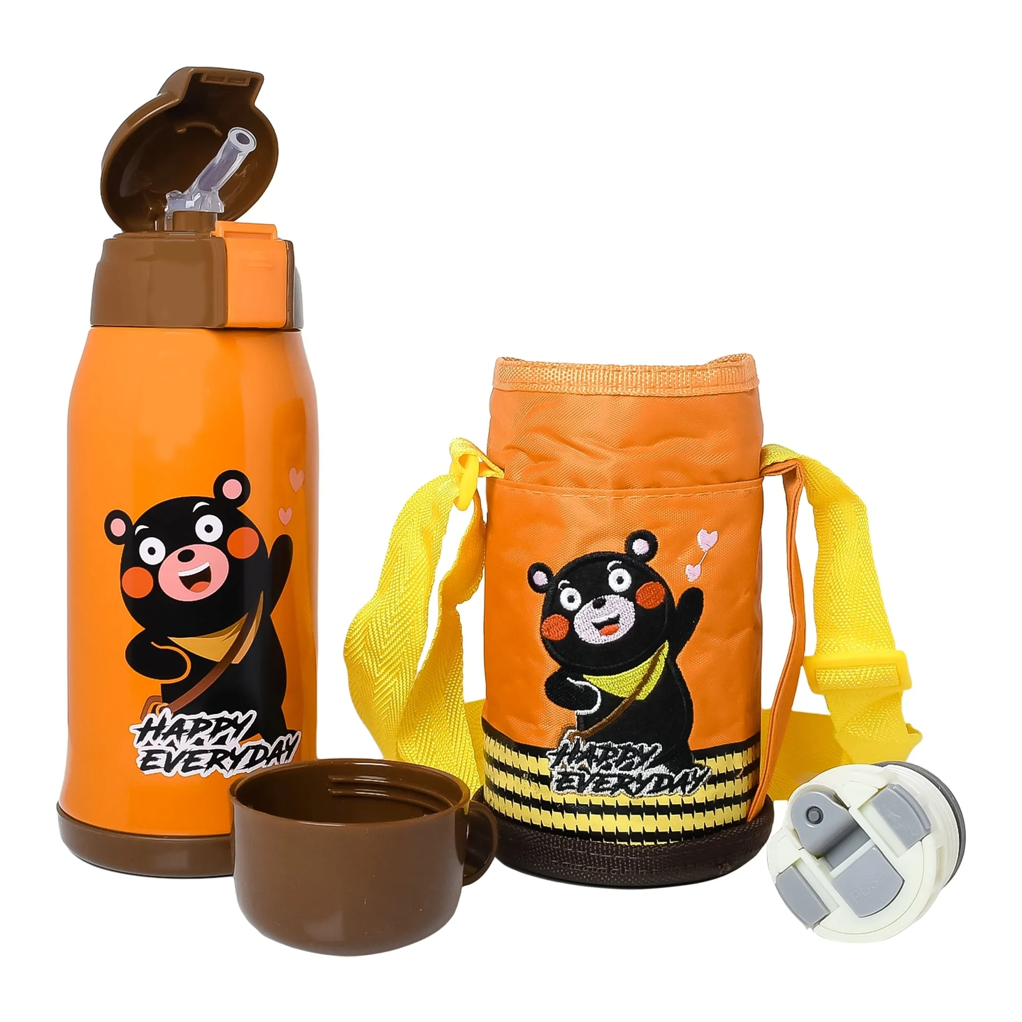 THE LITTLE LOOKERS Stainless Steel Insulated Sipper Bottle with Pop up Straw & Cover for Kids (550ml)