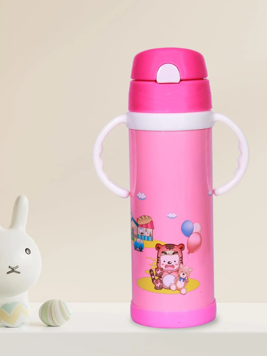 THE LITTLE LOOKERS Stainless Steel Sipper Bottle for Kids/Sipper Bottle with Straw/Travelling Water Bottle for Kids with Straw - 450ml