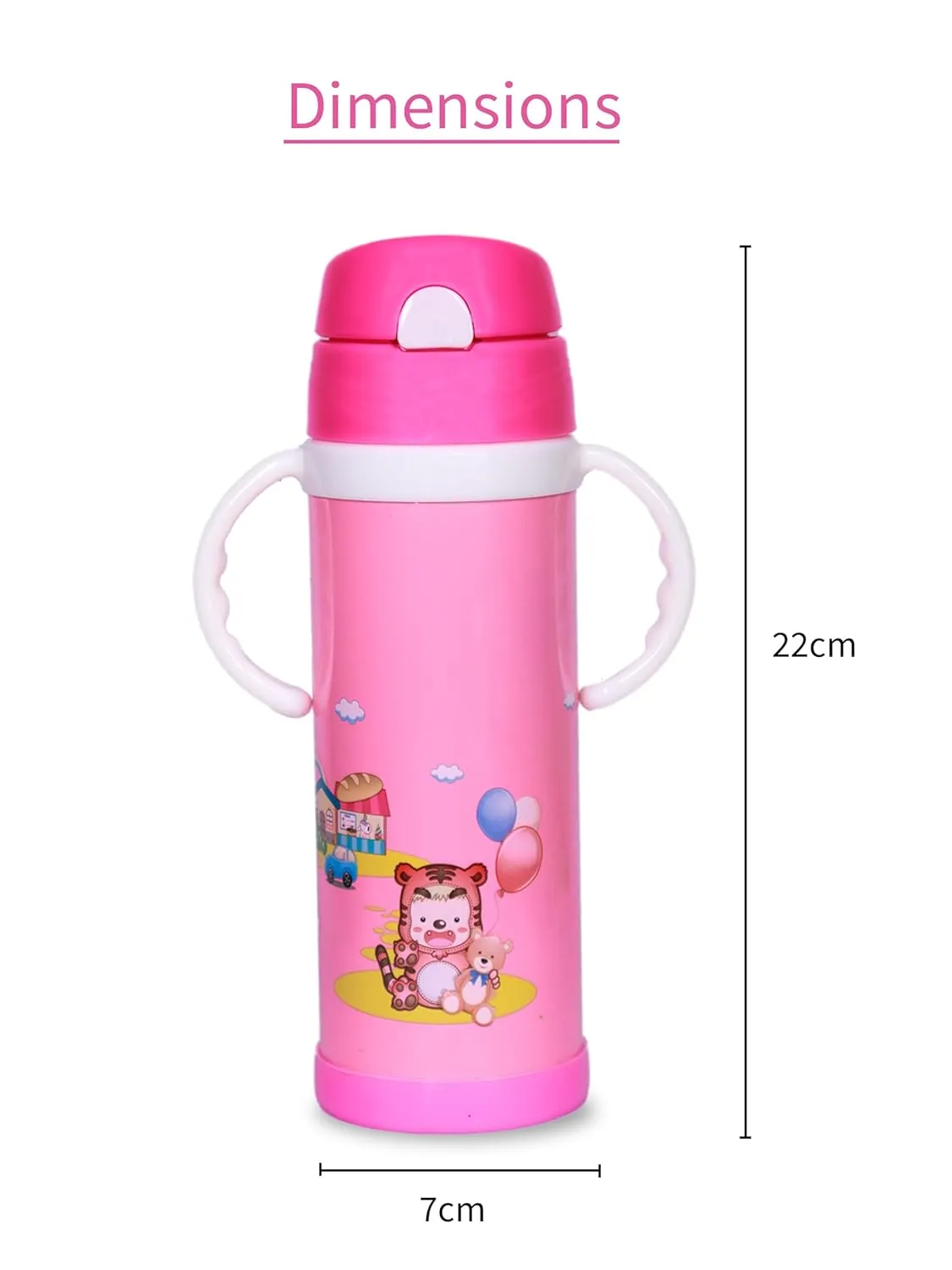 THE LITTLE LOOKERS Stainless Steel Sipper Bottle for Kids/Sipper Bottle with Straw/Travelling Water Bottle for Kids with Straw - 450ml