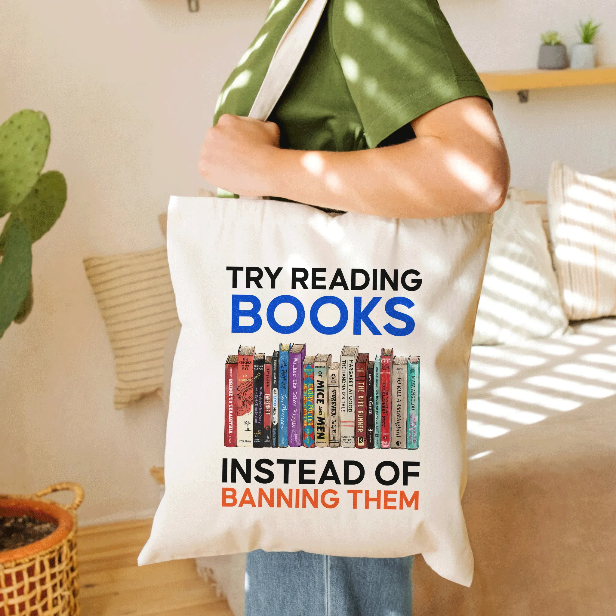 Try Reading Books Instead Of Banning Them Book Lovers Gift TBW237