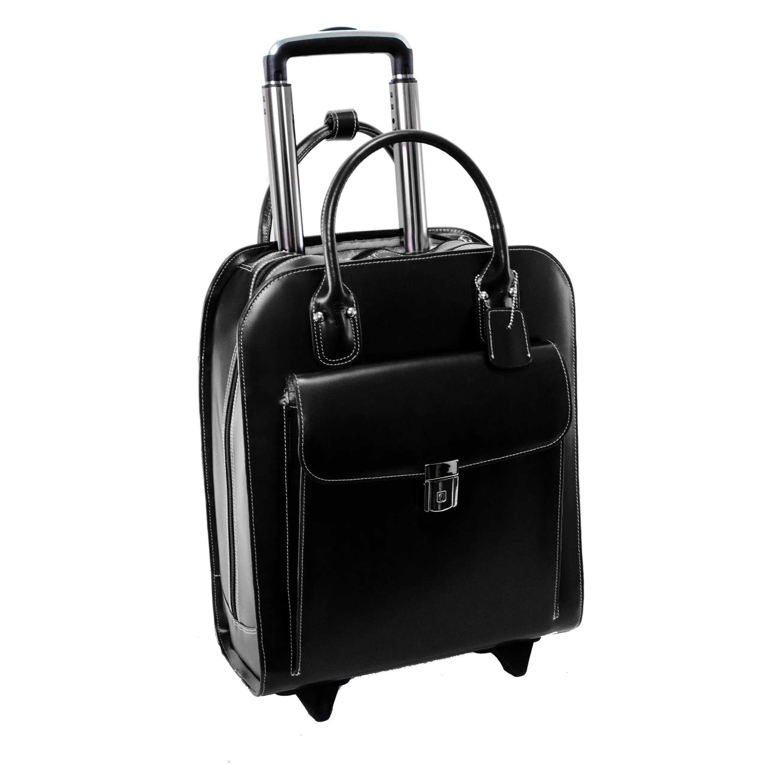 UPTOWN | 15” Leather Vertical Wheeled Laptop Briefcase