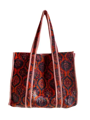 Velvet Tote- Orange & Blue