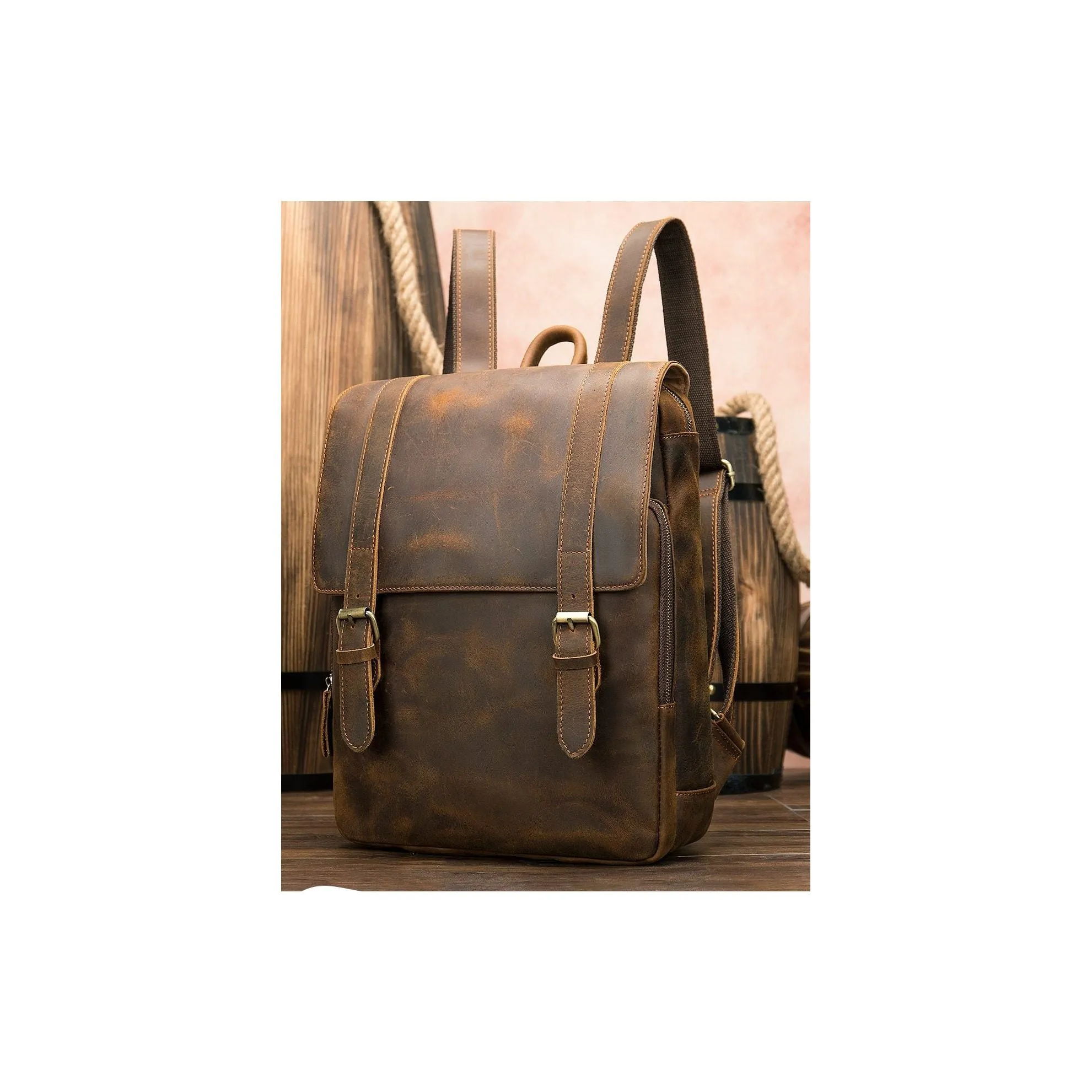 Vintage Luxe Air Cushion Leather Backpack