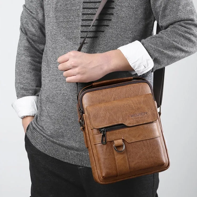 WEIXIER 8642 Men Business Retro PU Leather Handbag Crossbody Bag, Size: 27.5 x 22.5 x 9cm (Brown)