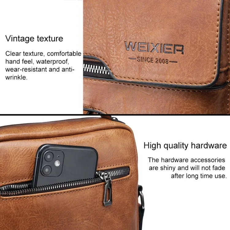 WEIXIER 8642 Men Business Retro PU Leather Handbag Crossbody Bag, Size: 27.5 x 22.5 x 9cm (Brown)