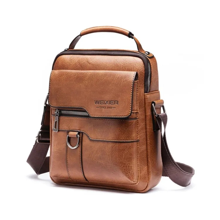 WEIXIER 8642 Men Business Retro PU Leather Handbag Crossbody Bag, Size: 27.5 x 22.5 x 9cm (Brown)